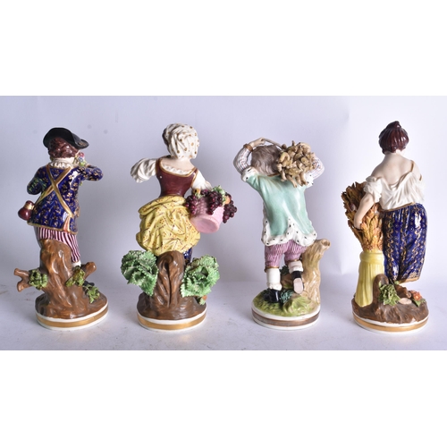 829 - Early 19th century set of Derby figures of the four seasons, Winter with sticks, the Spring with flo... 