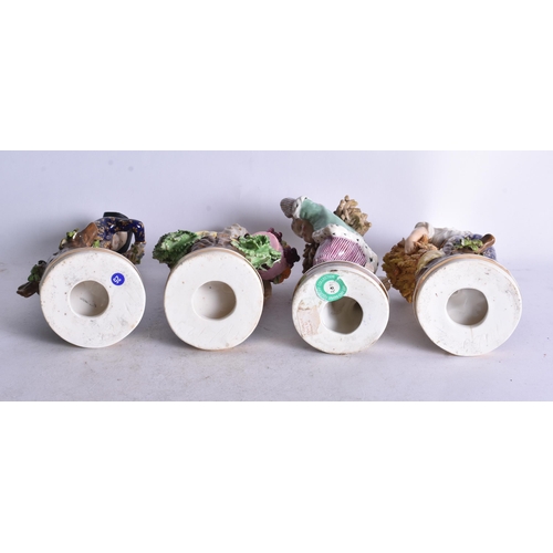 829 - Early 19th century set of Derby figures of the four seasons, Winter with sticks, the Spring with flo... 