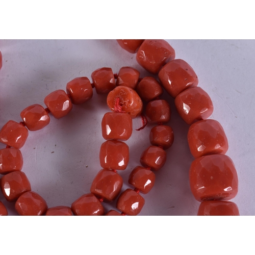 83 - ASSORTED ANTIQUE CORAL BEADS. 180 grams. (qty)