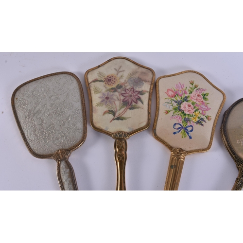 8 - FIVE VINTAGE GILT METAL VANITY MIRRORS. 34 cm long. (5)