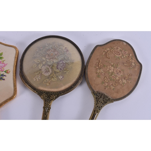 8 - FIVE VINTAGE GILT METAL VANITY MIRRORS. 34 cm long. (5)