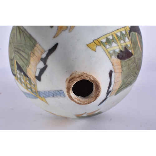 85 - A LARGE TURKISH KUTAHYA POTTERY HANGING MOSQUE BALL. 22 cm x 12 cm.