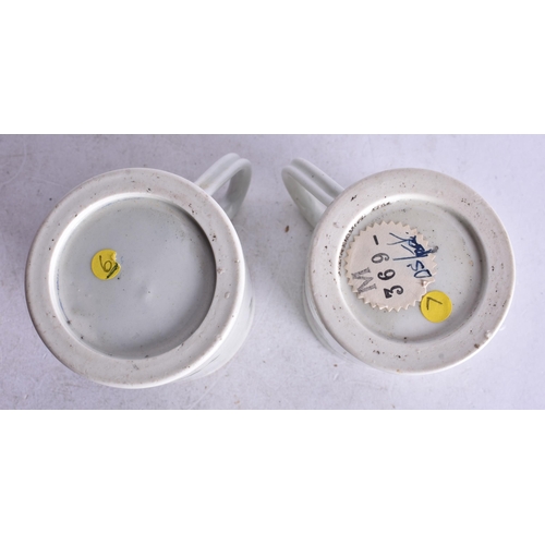 867 - 18th century Worcester near pair of coffee cans painted with flower sprays, 6.5cm high