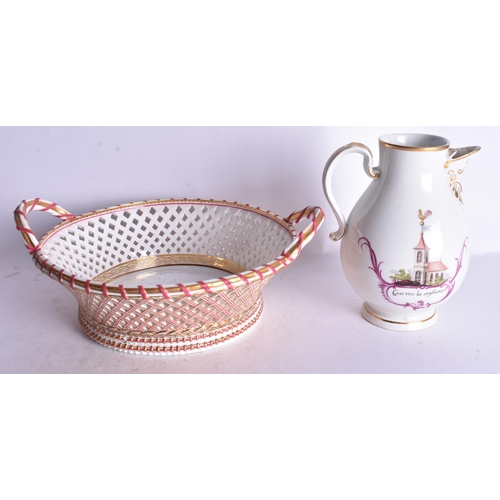 872 - 18th century, Vienna pear shaped coffee pot, painted on one side with a building surmounted by a coc... 