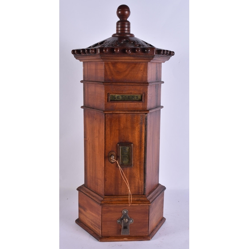 909 - A LARGE COUNTRY HOUSE WOODEN POST BOX. 52 cm high.