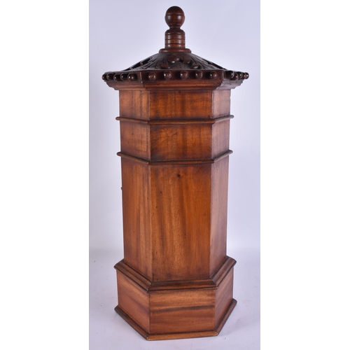 909 - A LARGE COUNTRY HOUSE WOODEN POST BOX. 52 cm high.