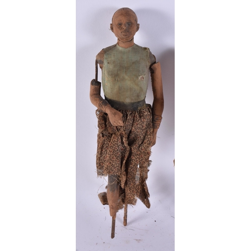 93 - AN UNUSUAL PAIR OF 19TH CENTURY INDIAN COMPANY BOMBAY SCHOOL FIGURES. 30 cm long.