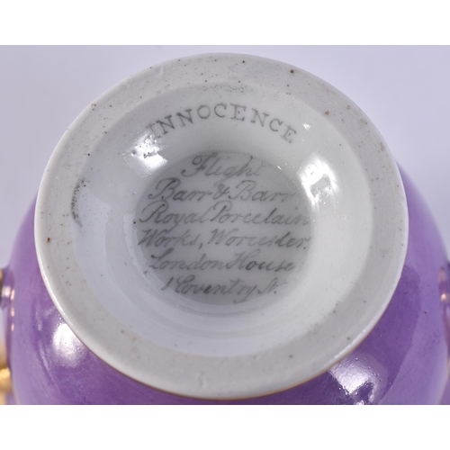 976 - A PAIR OF EARLY 19TH CENTURY FLIGHT BARR AND BARR WORCESTER CUPS AND SAUCERS. 14.75 cm wide. (4)