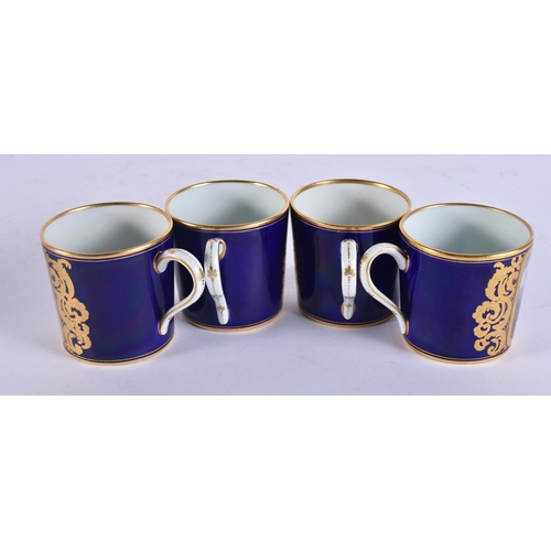 992 - FOUR 19TH CENTURY FRENCH SEVRES PORCELAIN CUPS AND SAUCERS. 13 cm wide. (8)