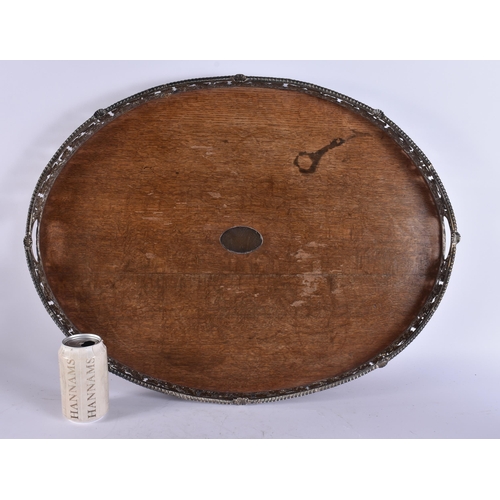 997 - A LARGE EARLY 19TH CENTURY ENGLISH SILVER GRAPE AND VINE TRAY. 62 cm x 48 cm.