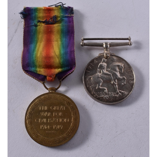 1018 - WW1 Medal Pair Named 35811 Pte E.B Richardson E. Surrey Regt. (2)