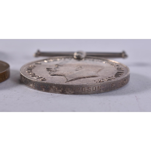 1018 - WW1 Medal Pair Named 35811 Pte E.B Richardson E. Surrey Regt. (2)