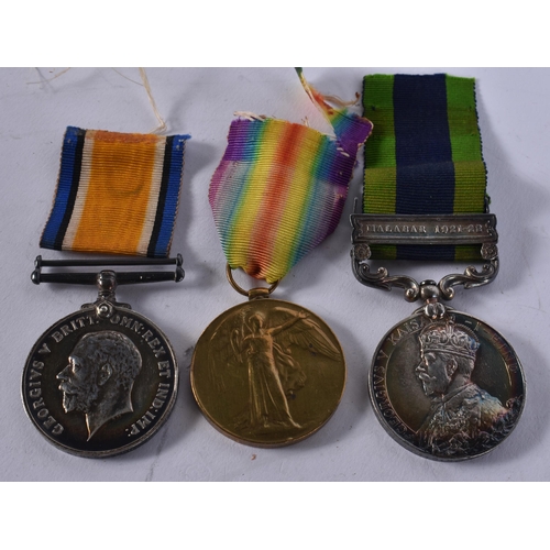 1023 - GVI - WW1 L.G.S Malabar 1921-22 Medal Group, Pte. Heckford, Dorset Regiment. (3)