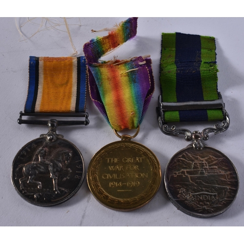 1023 - GVI - WW1 L.G.S Malabar 1921-22 Medal Group, Pte. Heckford, Dorset Regiment. (3)