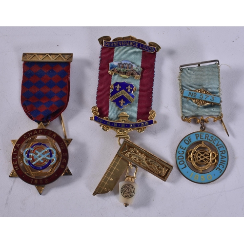 1028 - 3 x Sterling Silver Masonic Jewels Inc. Melita Chapter, Perseverance Lodge Etc. 91 grams. (3)