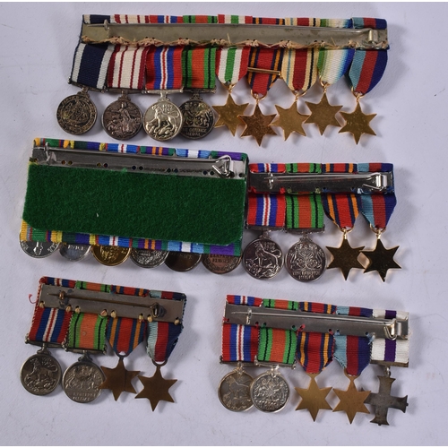 1030 - 5 x Mounted Miniature Medal Groups Inc. WW2 Boxed M.C, M.I.D, WW2 & ERII Navy. (5)