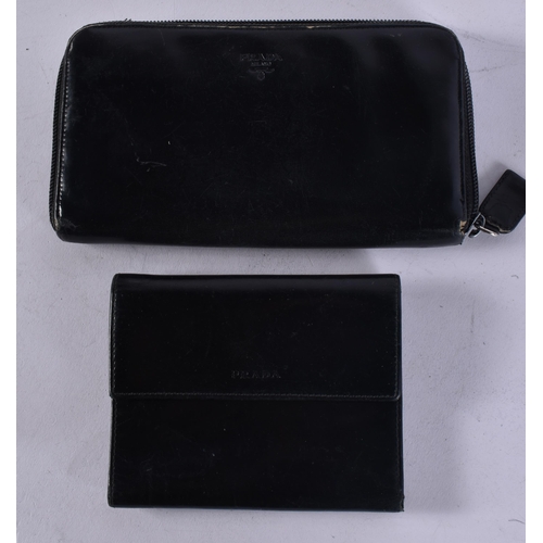 1054 - Pair of Prada Purses/Wallets in Black Leather. (2)