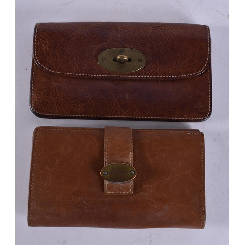 1057 - Pair of Mulberry Wallets/Purses Brown Leather w/Brass Hardware. (2)