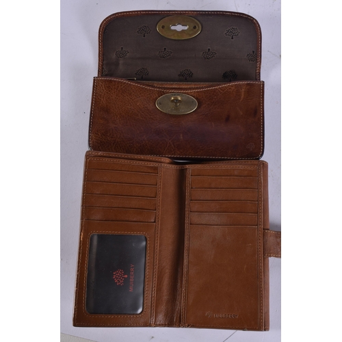 1057 - Pair of Mulberry Wallets/Purses Brown Leather w/Brass Hardware. (2)