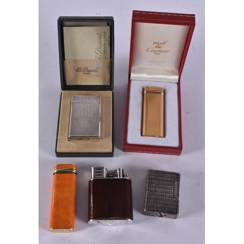 1082 - CARTIER, DUNHILL AND ST DUPONT LIGHTERS. (5)