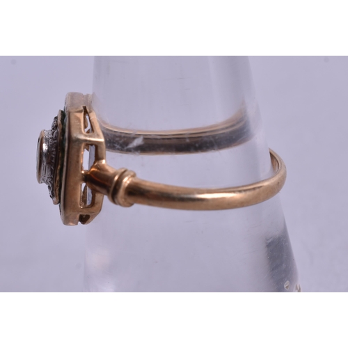 1096 - 9ct gold emerald diamond ring (2.2g). L 1/2.