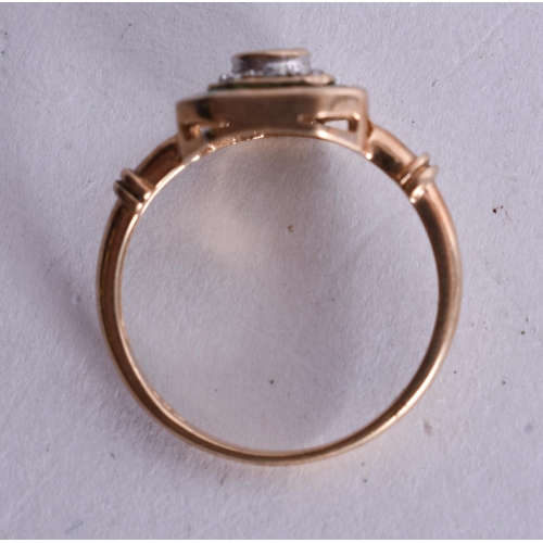 1096 - 9ct gold emerald diamond ring (2.2g). L 1/2.