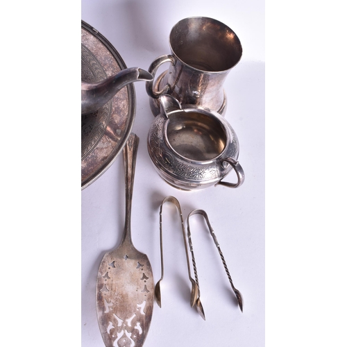 1151 - A BOX OF SILVER PLATED WARES. (qty)