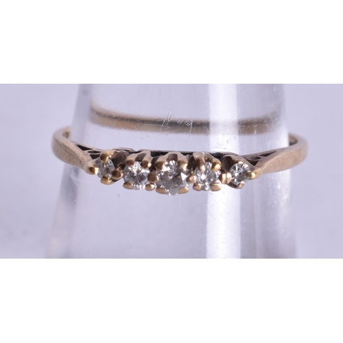 1169 - 9ct gold diamond five-stone ring (1.2g). N.