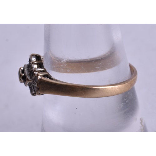 1171 - 9ct gold diamond cluster ring (1.7g). N.