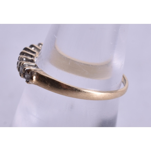 1186 - 9ct gold diamond half eternity ring (0.9g). J.