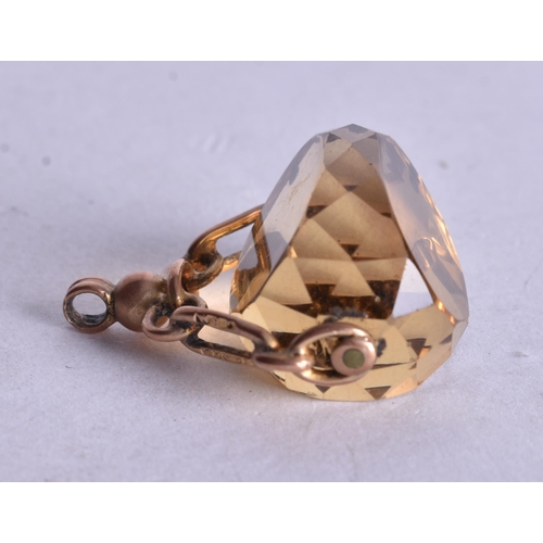 1190 - 9ct gold citrine swivel fob pendant (7.6g). 2.5 cm x 2.5 cm.