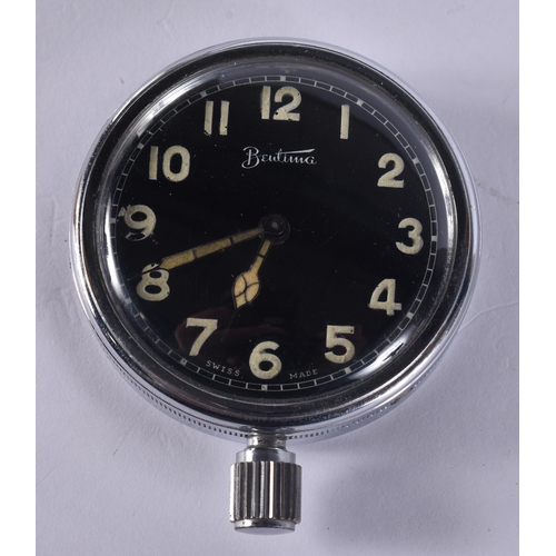 1200 - A BLACK DIAL WATCH. Working. 5.25 cm wide.