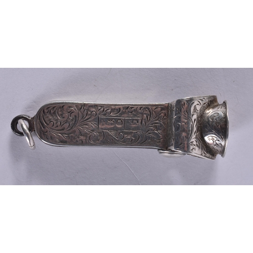 1220 - AN ANTIQUE SILVER CHEROOT CUTTER. 25.2 grams. 6.5 cm long.