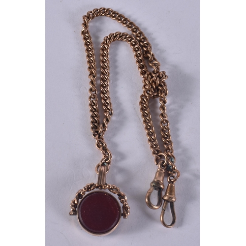 1247 - A ROLLED GOLD WATCH CHAIN. 19.9 grams. 35 cm long.