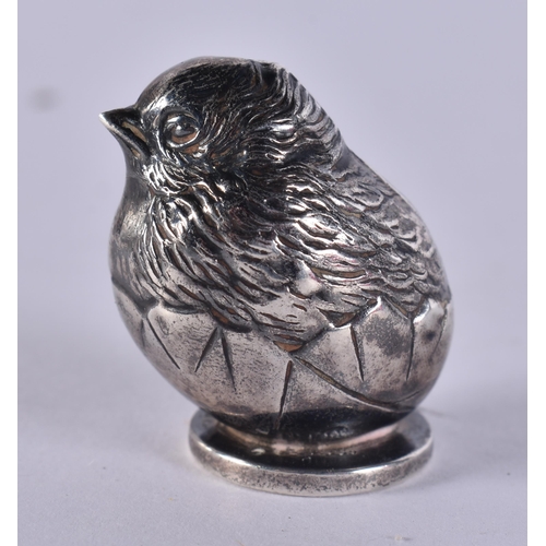 1248 - AN ANTIQUE SILVER CHICK. Chester 1912. 7.4 grams. 2.75 cm x 2.25 cm.