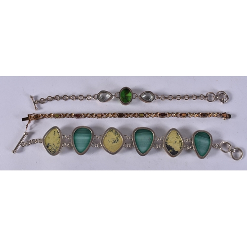 1255 - Collection of Sterling Silver Gemstone Bracelets inc. Whitney Kelly x 3 (67g).
