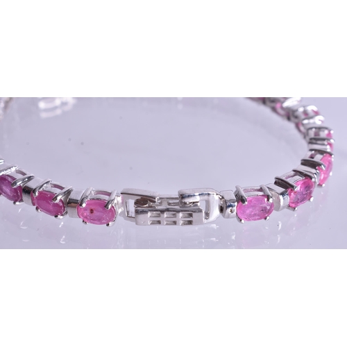 1364 - A SILVER GEM SET LINE BRACELET. 16 grams. 18 cm long.