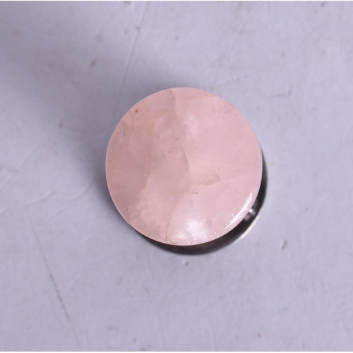 1375 - A FINE ANTIQUE SILVER ENAMEL AND ROSE QUARTZ SEAL. 58 grams. 7 cm high.