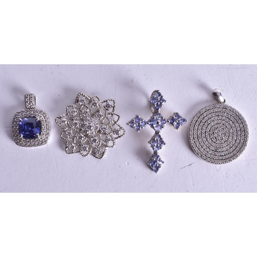 1418 - Collection of Sterling Silver Gemstone Pendants inc. Clear Gemstone x 12 (56g).