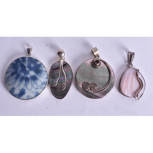 1423 - Collection of Sterling Silver Gemstone Pendants inc. Mother of Pearl x 7 (98g).