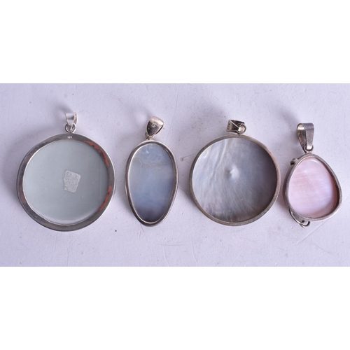 1423 - Collection of Sterling Silver Gemstone Pendants inc. Mother of Pearl x 7 (98g).