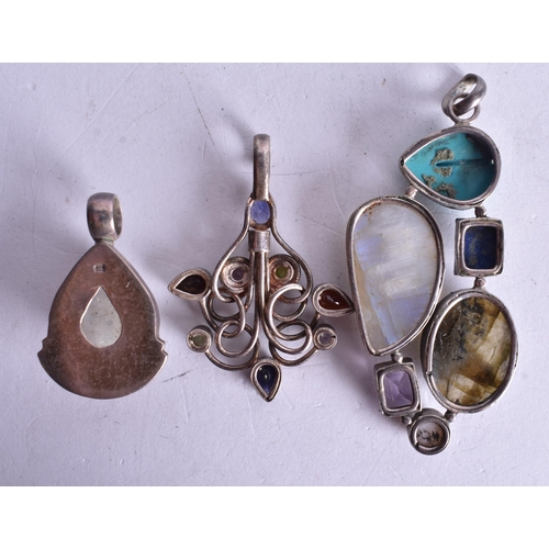 1424 - Collection of Sterling Silver Gemstone Pendants inc. Mystic Topaz x 7 (85g).