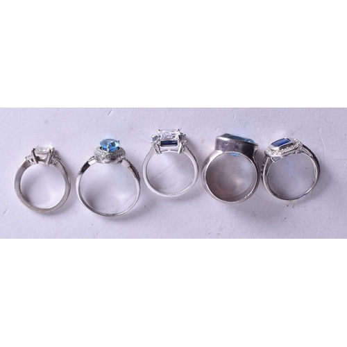 1430 - Collection of Sterling Silver Rings inc. Clear Gemstone x 10 (43g).