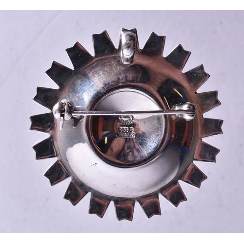 1431 - Sterling Silver Georg Jensen Brooch inc. Enamel (20g). 5 cm wide.