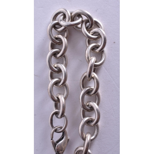 1447 - Tiffany & Co. Sterling Silver Belcher Bracelet inc. Padlock (34g). 16 cm wide.