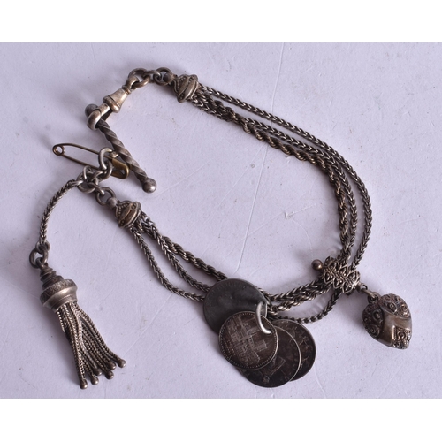 1449 - Mixed Grade Silver Antique Albertina (30g). 15 cm long.