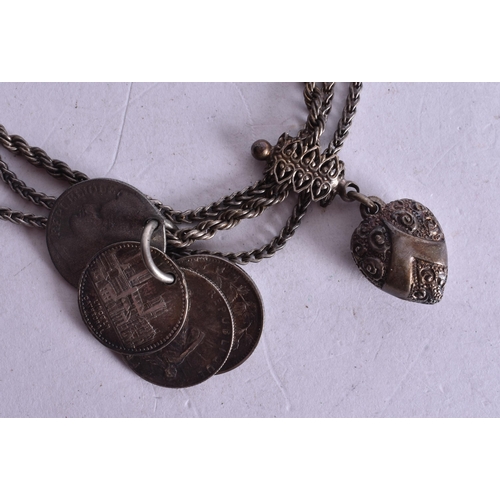 1449 - Mixed Grade Silver Antique Albertina (30g). 15 cm long.