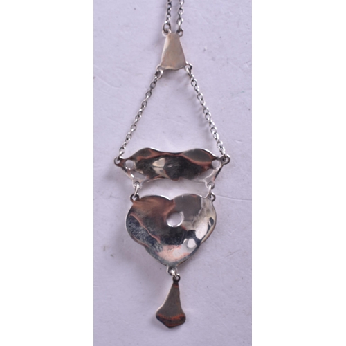 1468 - A Sterling Silver and Enamel Pendant Necklace.  Pendant 8.8cm x 3.3cm, Chain 46cm, total weight 11.6... 