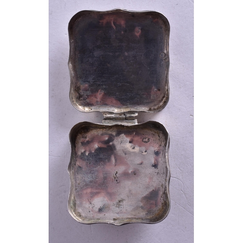 1481 - A Continental Silver Snuff Box.  Dutch Marks.  5cm x 4.9cm x 1.6cm, weight 26.6g
