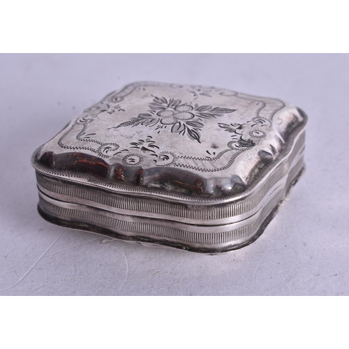 1482 - A Continental Silver Snuff Box.  Dutch Marks.  5cm x 5cm x 2.2cm, weight 27.8g